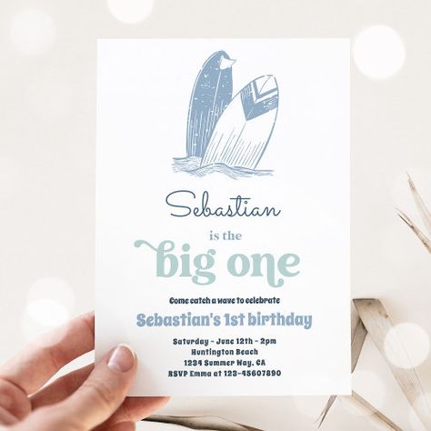 The Big One Modern Surf 1st Birthday Beach Party for $3.08 - Birthday Invitations Surf 1st Birthday, Birthday Beach Party, Surf Birthday Party, Surf Birthday, Beach Party Invitations, Surf Party, Beach Birthday Party, Modern Birthday, 2nd Birthday Party