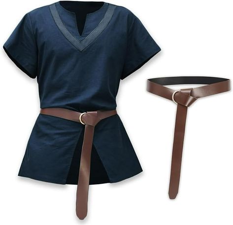 Amazon.com: FURPHI US Size Viking Linen Tunic with Belt for Men Medieval Shirt Knight Ren Faire Costume : Clothing, Shoes & Jewelry Viking Ren Faire Men, Knight Ren Faire, Ren Faire Garb Men, Simple Men’s Ren Faire Outfit, Medieval Shirt Men, Mens Medieval Belt, Medieval Knight Costume, Medieval Shirt, Ren Faire Costume