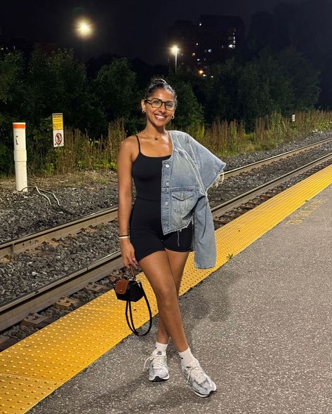 quick disconnect 🚆 🔗 @aritzia LIFE Divinity 5” Romper @zara TRF Denim Jacket @longchamp Le Pliage Pouch @nike Vomero 5 @kitseyecare Prospero - #concertoutfit #summeroutfit #outfitinspo #zarafashion #nikeshoes #vomero5 #kitsglasses #mykits #longchamp #aritziaoutfit Longchamp Le Pliage Pouch, Longchamp Pouch, Aritzia Outfit, Nike Vomero, Vomero 5, Zara Fashion, Longchamp Le Pliage, Concert Outfit, Nike Shoes