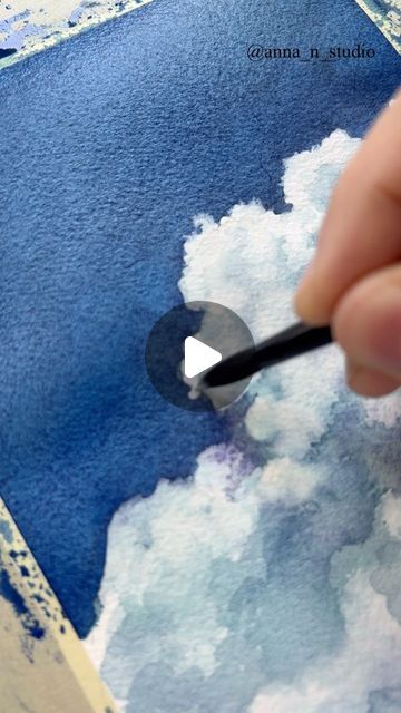 Watercolor Art Sky, Watercolor Clouds Tutorial, Watercolor Sky Tutorial, Clouds With Watercolor, Gouache Clouds, Sky Painting Watercolor, Watercolour Clouds, Watercolour Sky, Cloud Watercolor