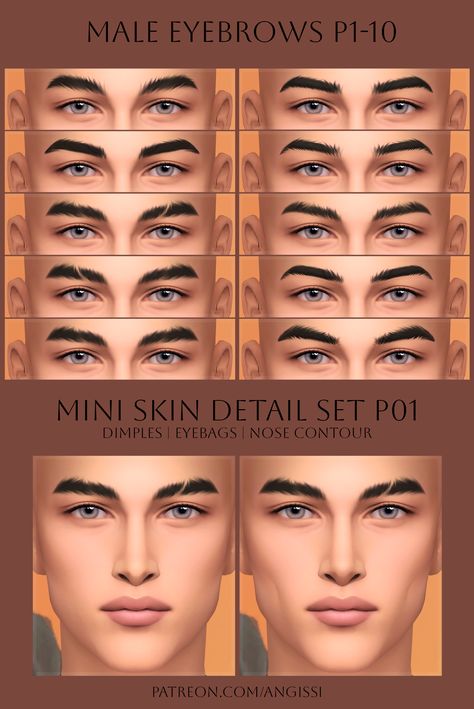 Sims4 Cc Skin Preset, Body Skin Details Sims 4 Cc, Ts4 Cc Dimples, Sims 4 Doe Eyes Preset, Sims 4 Presets Eyebrows, Face Features Sims 4 Cc, Sims 4 Maxis Eyebrows, Sims 4 Cc Maxis Match Eyebrows Male, Sims 4 Male Eyelids