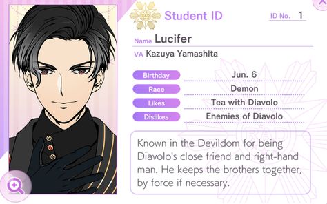 Student Id, Obey Me, Shall We Date, Boy Names, I Don T Know, Mobile Game, Losing Me, Card Art, Anime Funny