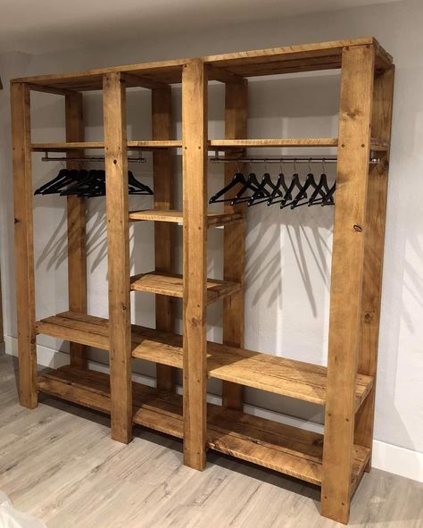 Pallet Wardrobe, Pallet Closet, Cream Bedroom, Wooden Closet, Simple Closet, Closet Renovation, Closet Remodel, Cool Woodworking Projects, Cottage House