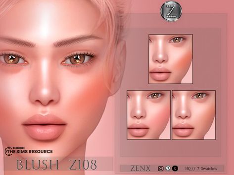 The sims 4 Sims Blush, The Sims 4 Bebes, Sims 4 Curly Hair, Mod Makeup, Cc Makeup, Sims 4 Nails, Sims 4 Hair Male, Freckles Makeup, Sims 4 Tattoos