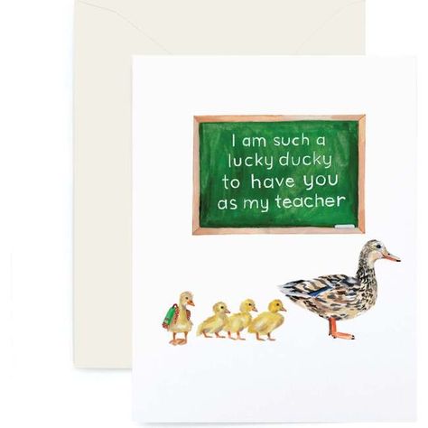 Lucky Ducky Teacher Appreciation Card, Green - Lana's Shop Desk & Stationery | Maisonette Duck Card, Teacher Appreciation Card, Lucky Ducky, Duck And Ducklings, Shop Desk, Teacher Appreciation Cards, Desk Stationery, Kids Holiday Gifts, Appreciation Cards