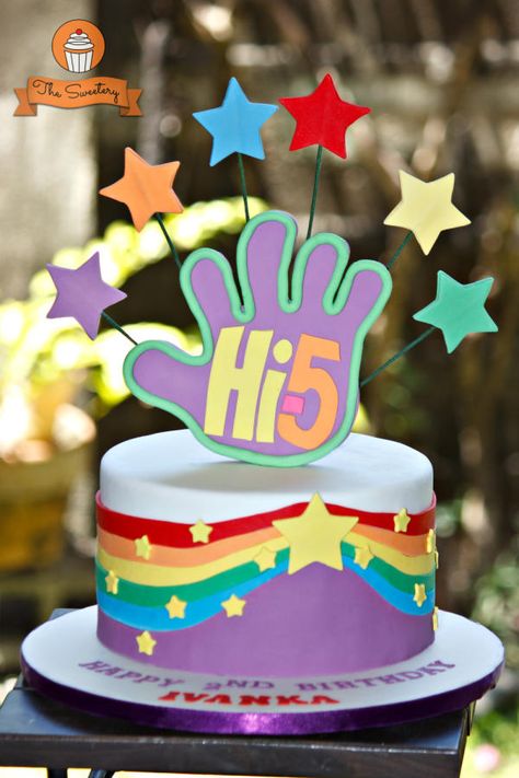 Hi5 Cake - Cake by The Sweetery - by Diana Fifth Birthday Cake, 5th Birthday Boys, 5 Cake, Bday Party Kids, 5th Birthday Cake, Cardboard Letters, Rainbow Birthday Cake, 5th Birthday Party Ideas, 5 Birthday