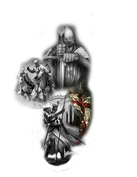 My sleeve design finished and ready to start Crusader Knight Tattoo Design, Crusader Tattoo Design, Crusader Knight Tattoo, Tattoo Sleeve Themes, Hr Giger Tattoo, Templar Knight Tattoo, Armor Of God Tattoo, Stained Glass Tattoo, Patriotic Tattoos