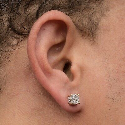 Diamond Studs For Men, Ear Studs For Men, Best Earrings For Men, Studs For Men, Cool Ear Piercings, Stud Earrings For Men, Mens Gold Jewelry, Tragus Piercing, Round Solitaire