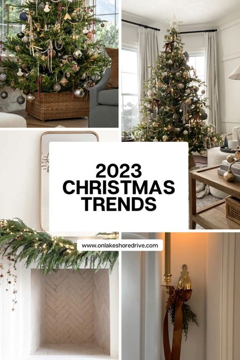 Christmas trends 2023 Greenery On Mantle, 2023 Christmas Trends, Natural Ornaments, Twinkly Lights, Lake Shore Drive, 2023 Christmas, Christmas Trends, Wreaths & Garlands, Christmas Minis