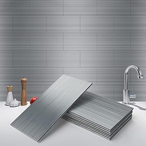 Amazon.com: 10pcs 23.6"x11.8" Marble Peel and Stick Waterproof Wall Panels (19.4 Sq. Ft. Coverage) - Heat-Resistant Backsplash Tile, PVC Wall Panels for Kitchen, Bathrooms, Living Rooms, Bedrooms, and TV Walls : Tools & Home Improvement Backsplash Accent, Metal Tile Backsplash, Waterproof Wall Panels, Stainless Steel Backsplash, Tile Adhesive, Tiles For Kitchen, Stove Backsplash, Steel Backsplash, Metallic Backsplash