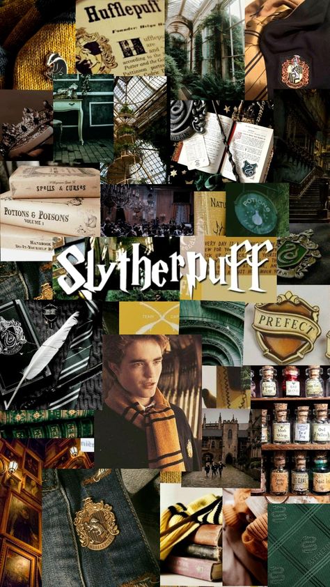 #harrypotterwallpaper #slytherpuff Slytherin Hufflepuff Aesthetic, Slytherin And Hufflepuff Aesthetic, Slytherpuff Wallpaper, Hufflepuff Wallpaper Aesthetic, Hufflepuff Room Decor, Slytherpuff Aesthetic, Hufflepuff X Slytherin, Slytherin X Hufflepuff, Hufflepuff Aesthetic Wallpaper