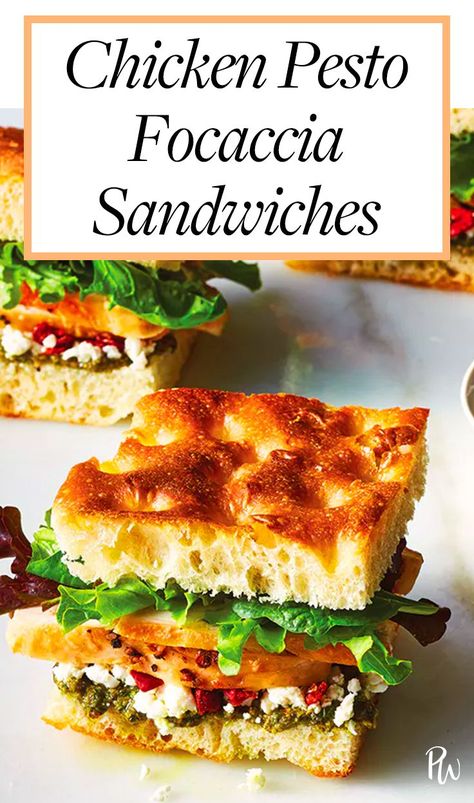 Pesto Focaccia, Focaccia Sandwiches, Pesto Panini, Pesto Sandwich, Chicken Pesto, Chicken Sandwich Recipes, Havarti, Homemade Pesto, Burgers Sandwiches