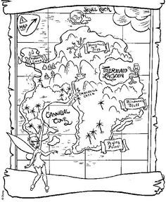 Neverland Map for Peter Pan and Tinkerbell Coloring Page Neverland Island, Peter Pan Coloring Pages, Neverland Map, Neverland Birthday, Tinkerbell Coloring Pages, American Flag Coloring Page, Neverland Party, Peter Pans, Peter Pan Neverland