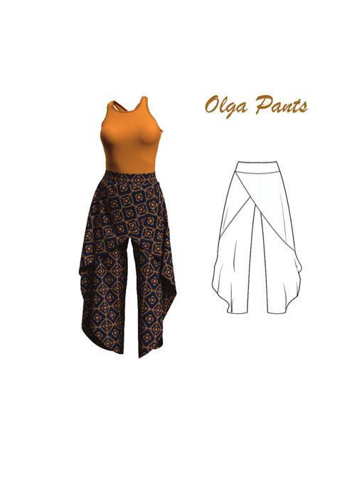 Palazzo Pants Sewing Pattern Size 8 10 12 Instant Download | Etsy Palazzo Pants Sewing Pattern, Woman Pants, Sewing Pants, Plus Size Sewing, Pants Sewing, Wrap Pants, Pants Sewing Pattern, Couture Mode, Diy Sewing Clothes