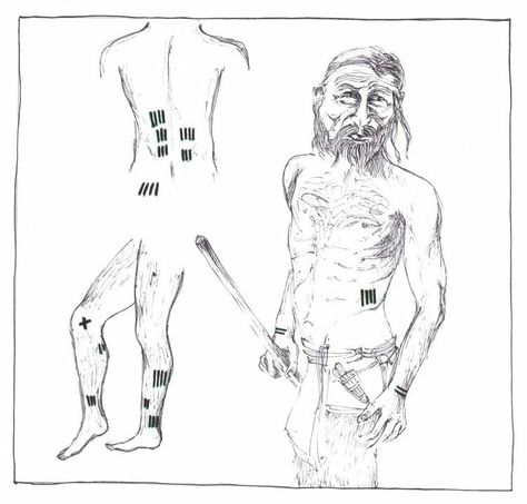 Otzi The Iceman, Wellcome Images, Ötzi The Iceman, Atlanta Tattoo, Blood Tattoo, Mummified Body, History Tattoos, Eyeball Art, Ancient Tattoo