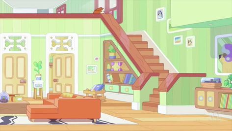 House Interior Background, Bluey's House, Abc Kids, Interior Background, Blue Heelers, House Cartoon, Bg Design, Bbq Set, Cartoon House