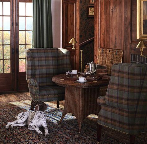 Ralph Lauren Home Living Room English, Ralph Lauren Home Living Room, Plaid Chair, Preppy House, Classic Armchair, English Decor, Plaid Decor, Holiday Entertaining, Heritage Collection