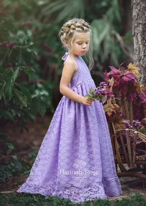 Lavender Flower Girl Dress, Lilac Flower Girl Dresses, Bohemian Flower Girl Dress, Bohemian Flower Girl, Rapunzel Wedding, Vintage Flower Girls, Purple Flower Girl Dress, Lace Flower Girl Dress, Lilac Bridesmaid Dresses