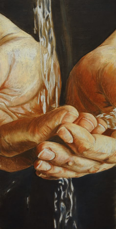 Shayne AS exam final piece (5 hours). Tupton Hall School The Hands Resist Him Painting, Hand In Water Painting, Oil Painting Of Hands, Old And New Art Gcse, Hands Oil Painting Aesthetic, Hall School, Ap Studio Art, Prophetic Art, Biblical Art