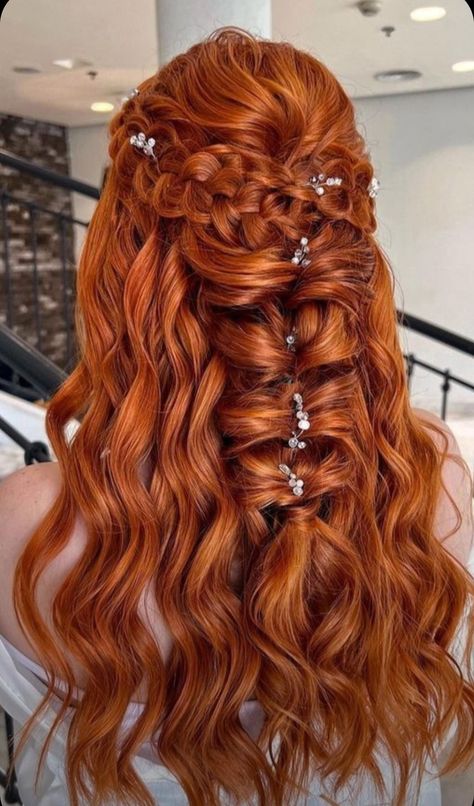 Long Red Hairstyles, Red Wedding Hair, Long Red, Long Hair Women, Red Hair Color, Red Wedding, Red Hair, Hair Inspo, Wedding Hairstyles