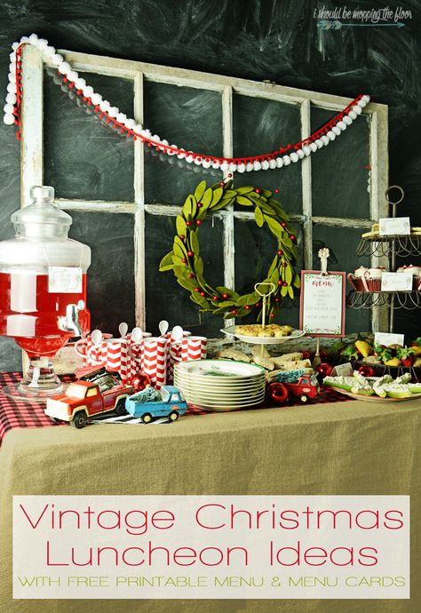 Put an eclectic spin on your holiday entertaining with these vintage Christmas luncheon ideas. They're a fun way to bring a casual touch to a tea party or luncheon for your friends and family. Includes free printable menu cards, too. Christmas Luncheon Ideas, Christmas Lunch Ideas, Luncheon Decor, Christmas Party Menu, Holiday Luncheon, Free Printable Menu, Christmas Luncheon, Luncheon Ideas, Printable Menu