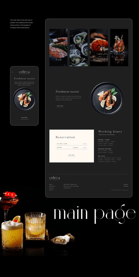 Restaurant Website Design Inspiration, Cooking Website, Restaurant Website Design, Food Web Design, Restaurant Web, Website Menu, Seafood Menu, Ux App Design, Best Ui Design