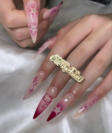 Xl Almond Nails Designs, Sharp Nails Aesthetic, Sharp Nails Design, Hello Kitty Hairstyles, Recipe Breakfast Casserole, Winter Outfits Red, Jewelry Latina, Dresses Coquette, 90s Rap Aesthetic