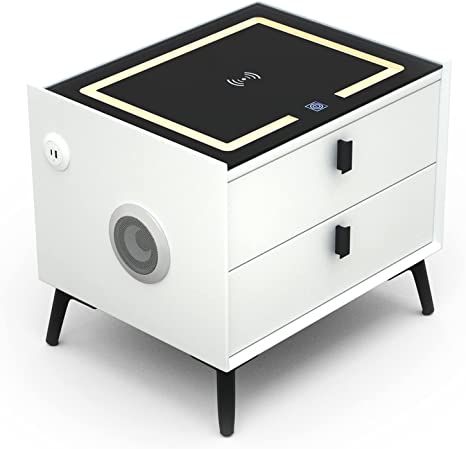 Nightstands with Wireless Charging Station, USB Port, 3 Color LED Lights and Speaker, Modern Wooden End Side Table for Bedroom, Dorm and Living Room, 2 Storage Drawers Room Nightstand, Side Table For Bedroom, Color Led Lights, Side Tables For Bedroom, Smart Fashion, Table For Bedroom, Nightstand With Charging Station, Wireless Charging Station, Nightstand Storage