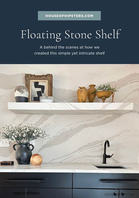 If you've wanted to know how to design a floating stone shelf that won't crack under pressure, here is the guide. Learn how to build a sturdy support system with steel brackets. Floating Shelves On Stone Wall, How To Install Marble Floating Shelf, Floating Stone Shelf, Quartz Floating Shelf, Shelf Support Ideas, Tile Shower Shelf, Vintage House Interior, Floating Shelves Ideas, Stone Shelf