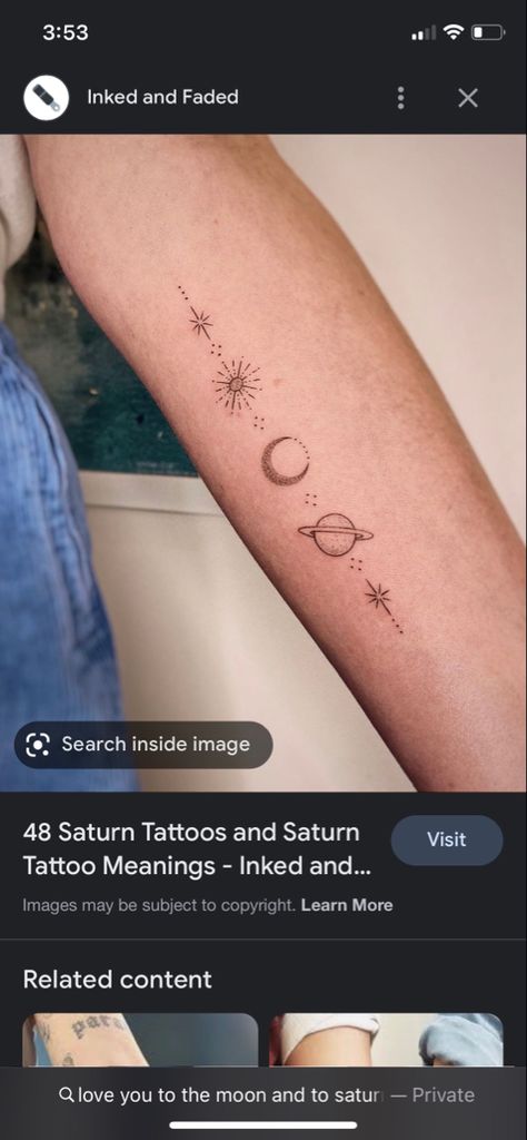 Sun Moon Saturn Tattoo, Scorpions Zodiac, Saturn Tattoo, Moon Sun Tattoo, Tiny Wrist Tattoos, Planet Tattoos, Inspiration Tattoos, Zodiac Tattoo, Hummingbird Tattoo