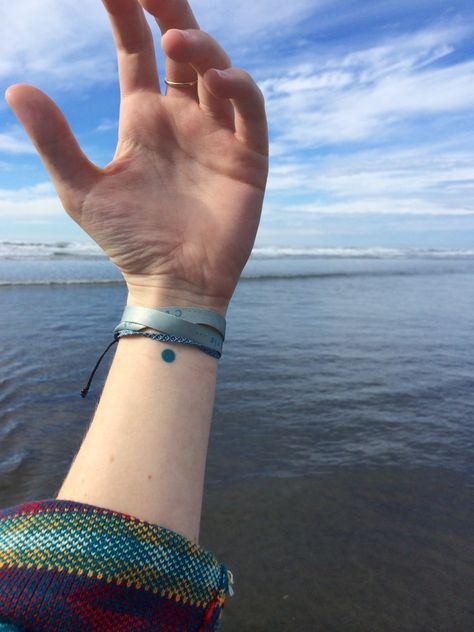 Blue Dot Tattoo, Dot Tattoo Meaning, Meaningful Word Tattoos, Wörter Tattoos, Meaningful Wrist Tattoos, Light Tattoo, Dot Tattoos, Pale Blue Dot, Do A Dot