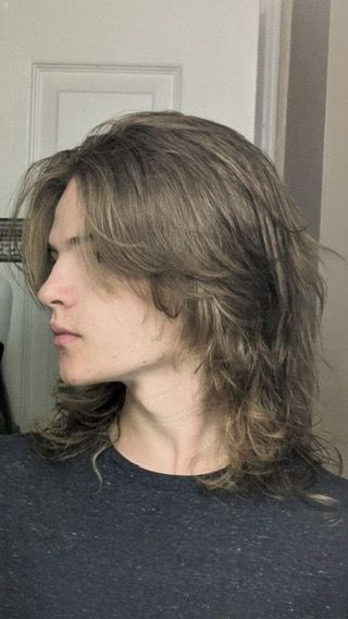 Brown Hair Male, Shag Mullet, Messy Layers, Brown Hair Men, Long Shag Haircut, Straight Hair Cuts, Wavy Hair Men, Men's Long Hairstyles, Dirty Blonde Hair