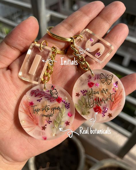 Charm keychain Resin keychain with real botanicals and initial charms. ₹400 + free shipping Preserved flower resin art Flower preservation keychain Resin keychain ideas Handmade resin art Rose preservation #resin #resinart #handmade #art #resinartist #resinartwork #ástvinur #resincraft #keyrings #roses #resinkeychain #explorepage✨ #ástvinur #artist #flowerkeychains #preservedflowers #chandigarhresinartist #resinindianartist Rose Preservation Ideas, Rose Preservation, Resin Keychain Ideas, Resin Art Flower, Resin Art Keychain, Flower Resin Art, Resin Initial Keychain, Resin Keyring, Learning Art