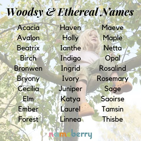 Woodsy and ethereal baby names Woodsy Names, Ethereal Names, Baby Names With Meaning, Magic Names, Nature Names, Character Bank, Bear Names, Fantasy Names, Baby Name List