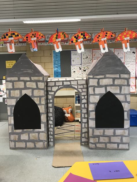 Fairy tale castle Cardboard castle Pre primary home corner  Role play Castle Role Play Eyfs, Castle Cardboard, Fairy Tale Home, Fairy Tale Castle, Cardboard Castle, Home Corner, Play Props, Pre Primary, Dramatic Play Preschool