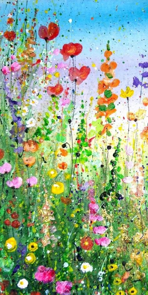 Wild Flower Painting, Flower Painting Abstract, Painting Mixed Media, Abstract Flower Art, Abstract Floral Art, Painting Media, Abstract Flower Painting, 수채화 그림, Media Painting