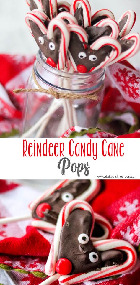 These adorable Reindeer Candy Cane Pops are so much fun to make with kids. We whipped these up for Christmas and they were a huge hit, plus they taste great. Reindeer Pops, Candy Cane Hearts, Reindeer Treats, Christmas Candy Crafts, Fun Holiday Treats, Holiday Treats Christmas, Reindeer Candy, Candy Cane Reindeer, Christmas Eats