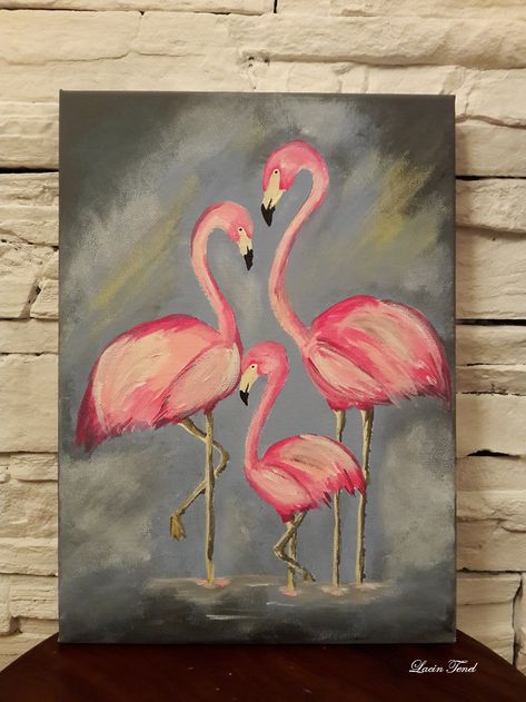 Flamingo Paintings, Poster Color Painting, Flamingo Painting, Christmas Paintings On Canvas, Small Canvas Paintings, Flamingo Art, Canvas For Beginners, Canvas Painting Ideas, Easy Canvas Painting