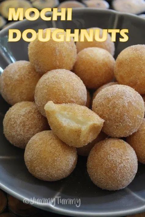 Hawaiian Mochi Donut, Rice Flour Donut Recipe, Asian Donut Recipe, Rice Flour Recipes Asian, Recipes Using Mochiko Flour, How To Make Mochi Donut, Recipes With Sweet Rice Flour, Desserts With Rice Flour, What To Do With Rice Flour