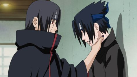 Naruto: Itachi holding Sasuke by the neck Justine Ezarik, Anime One Punch Man, Sasuke Vs, Uchiha Madara, Sasuke And Itachi, Naruto Series, Anime Meme, Naruto And Sasuke, Itachi Uchiha