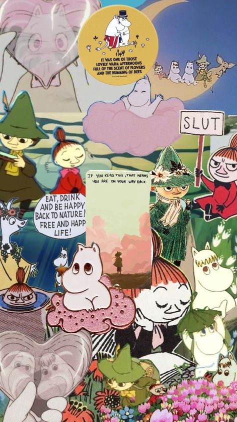 Aesthetic Moomin, Finland Illustration, Moomin Aesthetic, Moomin Wallpaper, Moomin Valley, Tove Jansson, Phone Background, Old Cartoons, Aesthetic Stickers