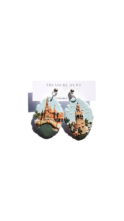 Seville Landscape earrings, Travel inspired earrings, Spain inspired earrings, One of a kind earrings for Travel lovers Landscape Earrings, Travel Inspired Jewelry, Clay Hand, Travel Diaries, Magical Power, Small Jewelry Box, Inspired Jewelry, Travel Inspired, Travel Lover