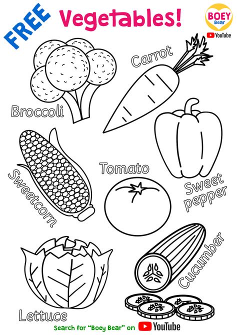 Free printable - fruit and vegetables coloring pages/worksheet. Encourage healthy eating with fruit and veg colouring for your toddler, preschool, kindergarten or EYFS reception child. Activities for kids to learn the names of fruits and vegetables. #freeprintable #activitiesforkids #coloringpages Colour The Vegetables Worksheet, Colour The Fruits Worksheet, Fruit And Veg Activities For Preschool, Fruit And Vegetables Worksheet Preschool, Vegetables Kindergarten Activities, Coloring Fruits For Kids, Fruits Colouring Pages For Kids, Vegetable Coloring Pages Free Printable, Fruits Coloring Pages For Kids