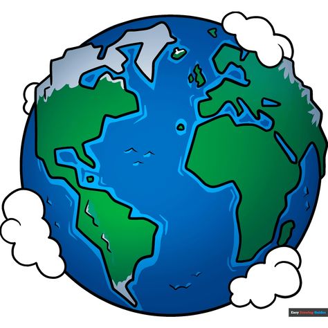 How to Draw a Cartoon Earth New Drawing Ideas, Earth For Kids, Cartoon Earth, Earth Drawing, Science Drawing, Easy Drawing Guides, Drawing Steps, Earth Drawings, Sci Fi Landscape