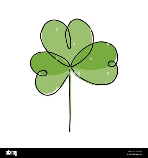 Download this stock vector: Vector illustration of Irish symbol of St Patrick Day. Continuous line drawing of shamrock leaf. Minimalism in design. Good for poster, banners and - 2EBETCC from Alamy's library of millions of high resolution stock photos, illustrations and vectors. Shamrock Illustration, March Clipart, Sketching Lessons, Irish Symbols, Continuous Line Drawing, Continuous Line, In Design, St Patricks, Line Drawing