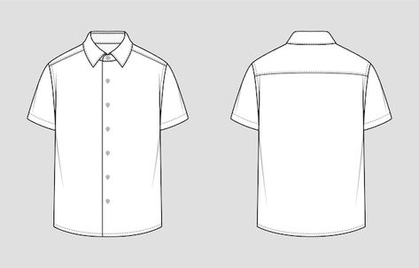 Short sleeved men's shirt. relaxed fit. ... | Premium Vector #Freepik #vector #formal-shirt #jacket #jacket-template #long-shirt Handmade Leather Shoes Pattern, Formal Shirt Design, Men's Uniform, Shirt Sketch, Fashion Illustrations Techniques, Illustration Flat, Shirt Drawing, Fashion Design Portfolio, Uniform Shirts