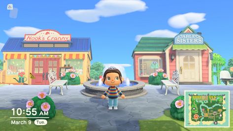 Acnh Mabel Store Design, Shopping Area Acnh, Animal Crossing Shopping Area Ideas, Acnh Able Sisters Store Ideas, Animal Crossing Shopping Area, Acnh Shopping District Ideas, Acnh Coastal, Ac Ideas, Acnh Inspiration