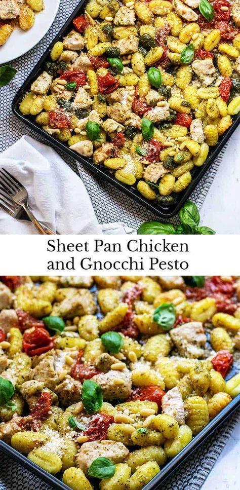 Mediterranean Diet Gnocchi Recipes, Pesto Chicken And Gnocchi, Sheet Pan Dinners With Gnocchi, Sheet Pan Dinners Gnocchi, Sheet Pan Pesto Gnocchi, Mediterranean Gnocchi Recipes, Sheet Pan Gnocchi Recipes, Chicken Pesto Gnocchi, Summer Sheet Pan Dinners