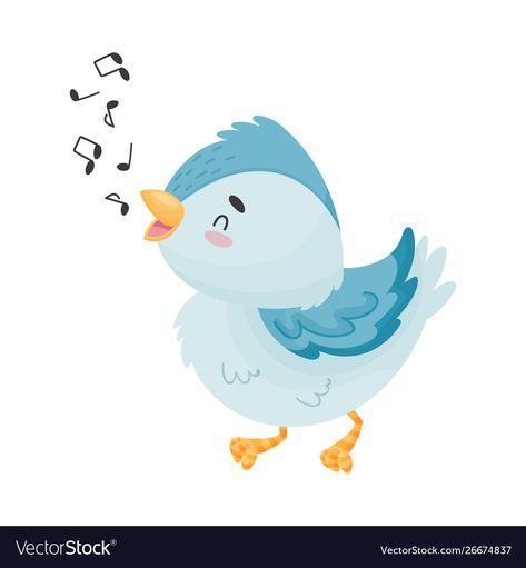 Bird Singing Illustration, Singing Illustration, Bird Singing, Cartoon Bird, Cartoon Birds, Blue Bird, Png Images, Adobe Illustrator, White Background