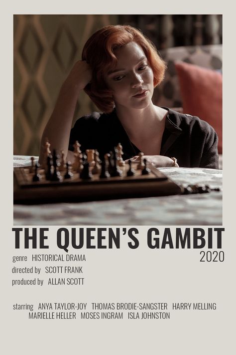 Foto Muro Collage, Indie Movie Posters, Queens Gambit, Film Polaroid, Filmy Vintage, Iconic Movie Posters, Movie Card, Film Posters Minimalist, The Queen's Gambit